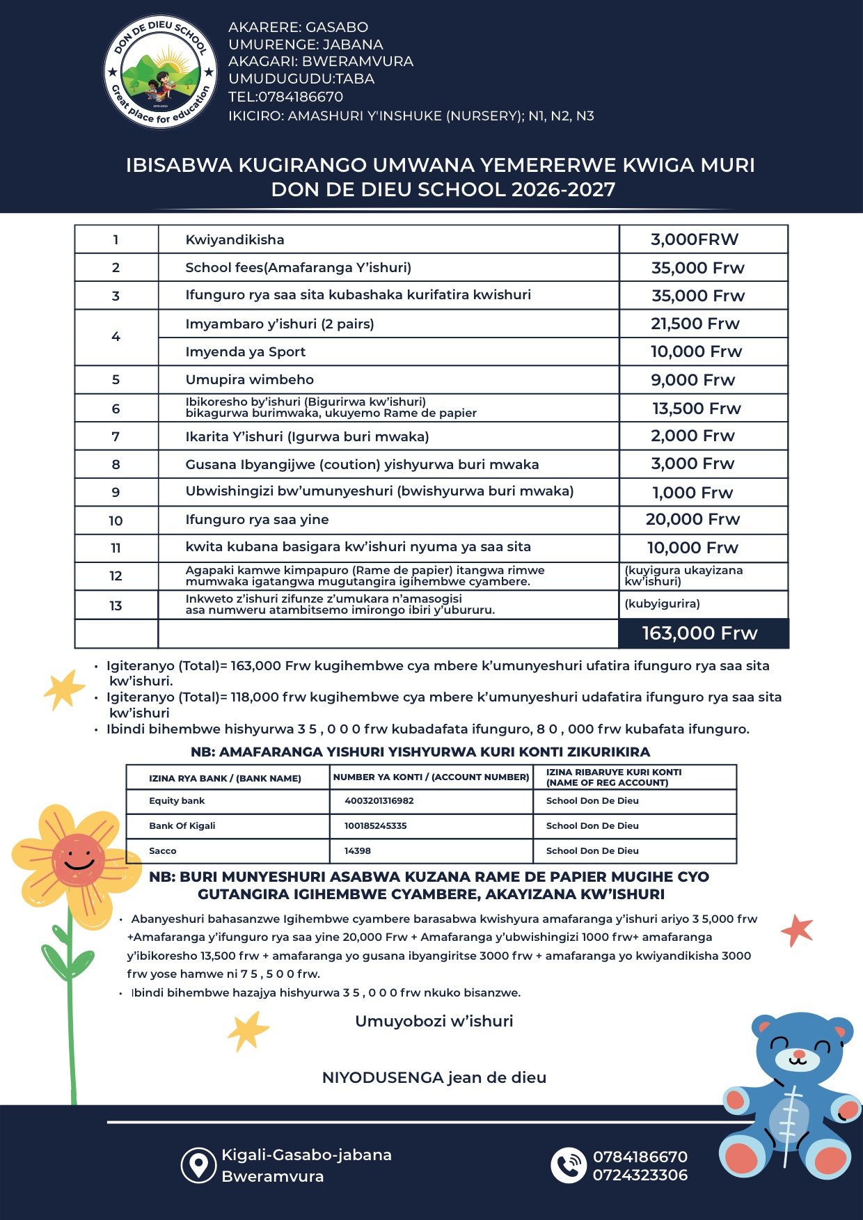 New Year Payments 2026-2027 Nursery